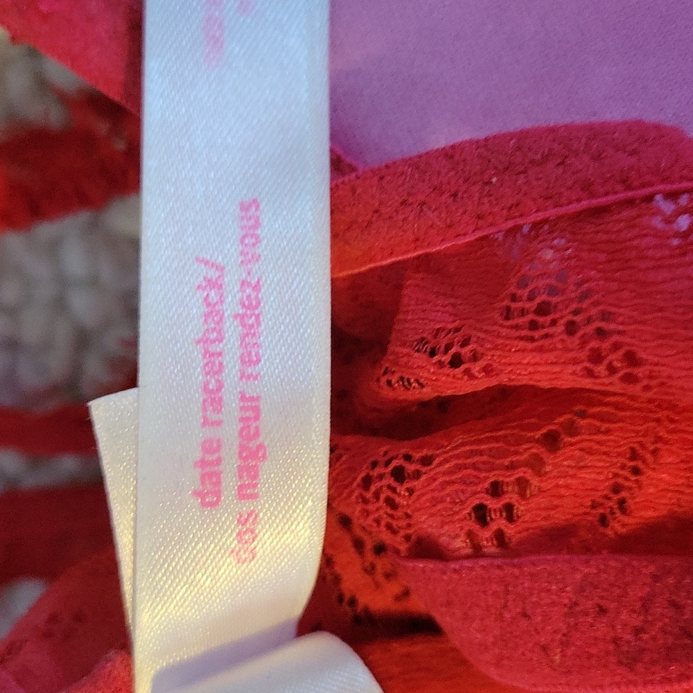 Victoria's Secret PINK Date Racerback Red Bra Size 34B - Picture 5 of 9